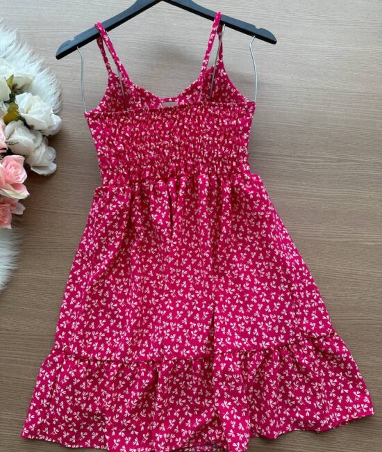 Vestido Yasmin Curto c/ Detalhe no Decote estampado Irís - Pink - Sempre Linda Loja