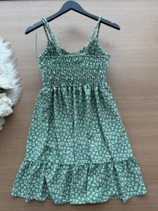 Vestido Yasmin Curto c/ Detalhe no Decote estampado Irís – Verde Menta - Sempre Linda Loja