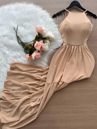 Vestido Longo Barbara – Nude - Sempre Linda Loja