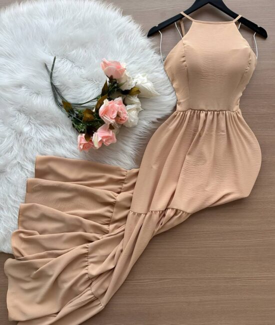 Vestido Longo Barbara – Nude - Sempre Linda Loja