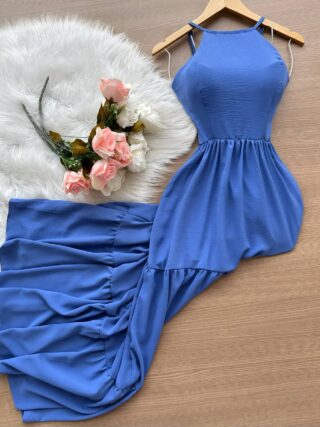 Vestido Longo Barbara – Azul Claro - Sempre Linda Loja