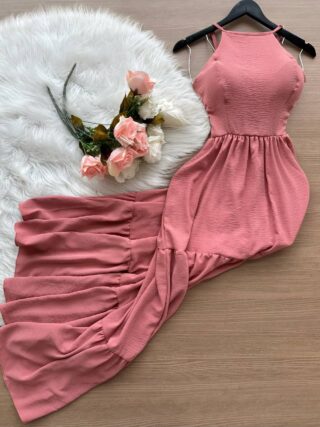 Vestido Longo Barbara – Rosa Claro - Sempre Linda Loja