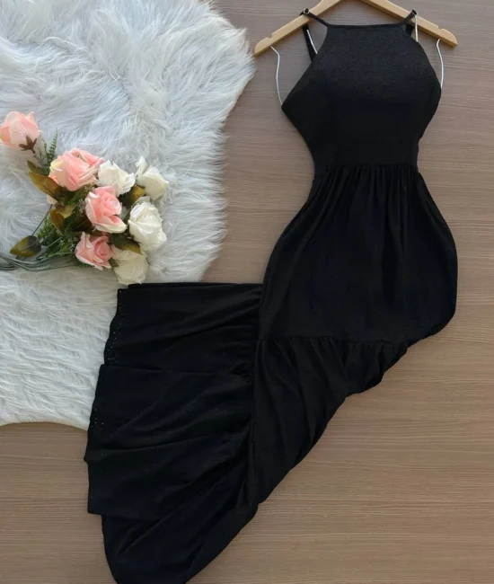 Vestido Longo Barbara Laise Bordado – Preto - Sempre Linda Loja