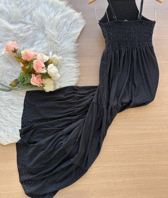 Vestido Longo Barbara Laise Bordado – Preto - Sempre Linda Loja