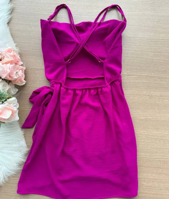 Vestido Detalhe Envelope Izabel - Fúcsia - Sempre Linda Loja