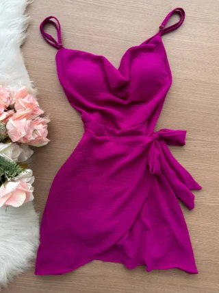 Vestido Detalhe Envelope Izabel - Fúcsia - Sempre Linda Loja