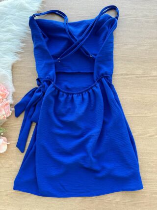 Vestido Detalhe Envelope Izabel -Azul Bic - Sempre Linda Loja