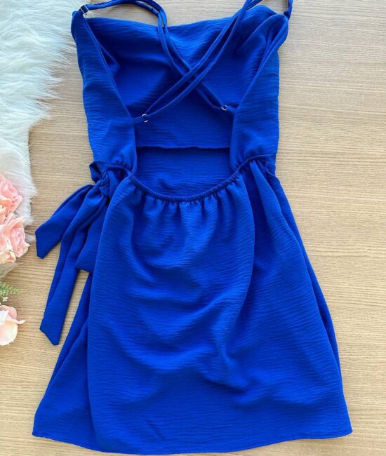 Vestido Detalhe Envelope Izabel -Azul Bic - Sempre Linda Loja