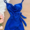 Vestido Detalhe Envelope Izabel -Azul Bic - Sempre Linda Loja