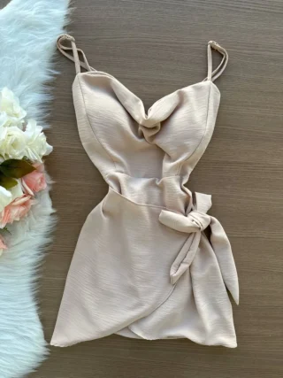 Vestido Detalhe Envelope Izabel - Nude - Sempre Linda Loja