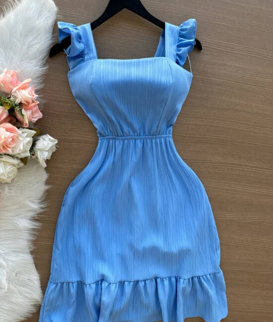 Vestido Longo Flavia Duna - Azul Claro - Sempre Linda Loja