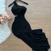 Vestido Curto Brenda Estampado Folhas - Preto - Sempre Linda Loja