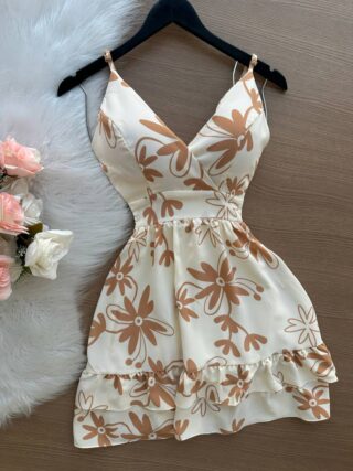 Vestido Nadia de Alça com Decote Estampado – Fúcsia - Sempre Linda Loja