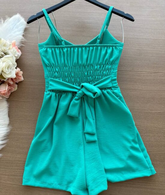 Vestido Nadia de Alça com Decote Estampado – Verde Menta - Sempre Linda Loja