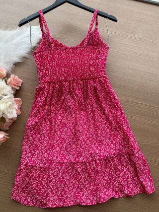 Vestido Yasmin Curto c/ Detalhe no Decote estampado Irís – Pink - Sempre Linda Loja