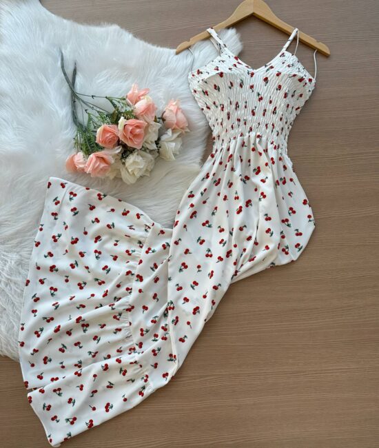 Vestido Longo Lavínia Tricoline Bordado – Branco - Sempre Linda Loja