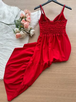 Vestido Midi Maria Luiza c/ Alça Detalhe Aberto no Decote - Vermelho - Sempre Linda Loja