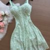 Vestido Aurora Curto Florido – Verde Claro - Sempre Linda Loja