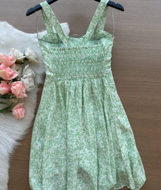 Vestido Aurora Curto Florido – Verde Claro - Sempre Linda Loja