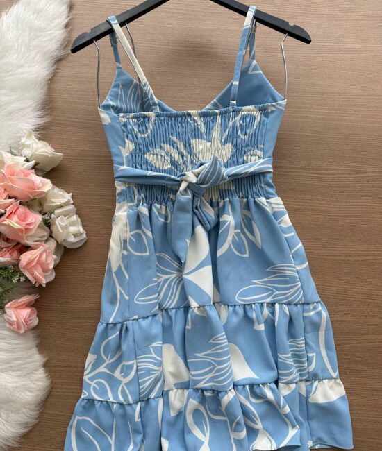 Vestido Curto Ayla c/ Detalhe Aberto no Decote Estampado – Nude - Sempre Linda Loja