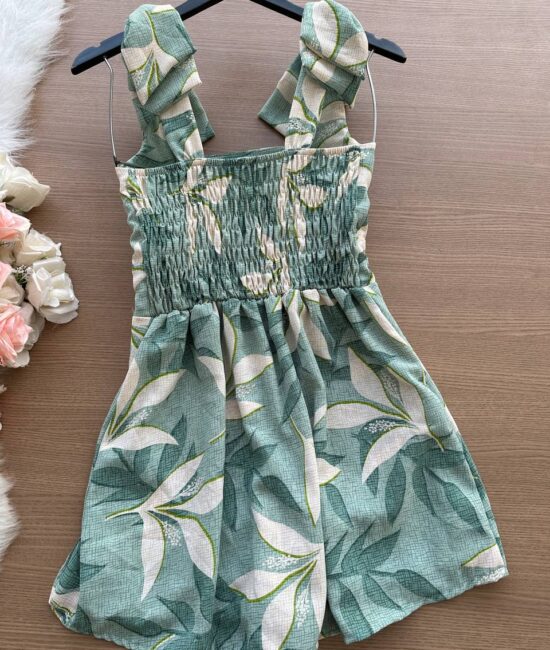 Vestido Curto Ayla c/ Detalhe Aberto no Decote Estampado – Nude - Sempre Linda Loja