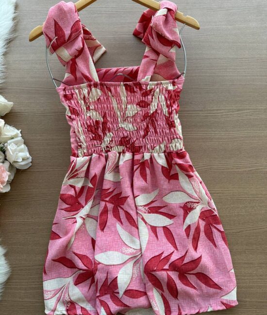 Vestido Curto Ayla c/ Detalhe Aberto no Decote Estampado – Nude - Sempre Linda Loja