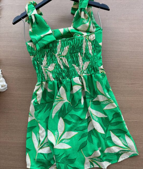 Vestido Curto Ayla c/ Detalhe Aberto no Decote Estampado – Nude - Sempre Linda Loja