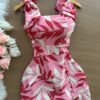 Vestido Curto Ayla c/ Detalhe Aberto no Decote Estampado – Nude - Sempre Linda Loja