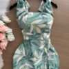 Vestido Curto Ayla c/ Detalhe Aberto no Decote Estampado – Nude - Sempre Linda Loja