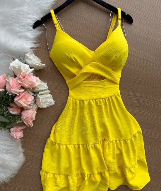 Vestido Curto Ayla c/ Detalhe Aberto no Decote Estampado – Nude - Sempre Linda Loja