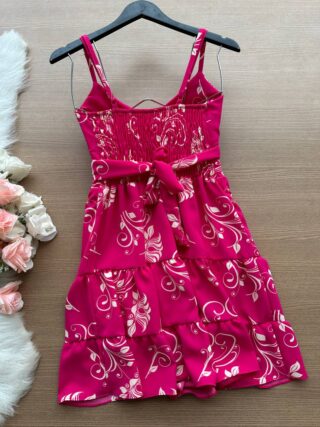 Vestido Curto Ayla c/ Detalhe Aberto no Decote Estampado – Nude - Sempre Linda Loja