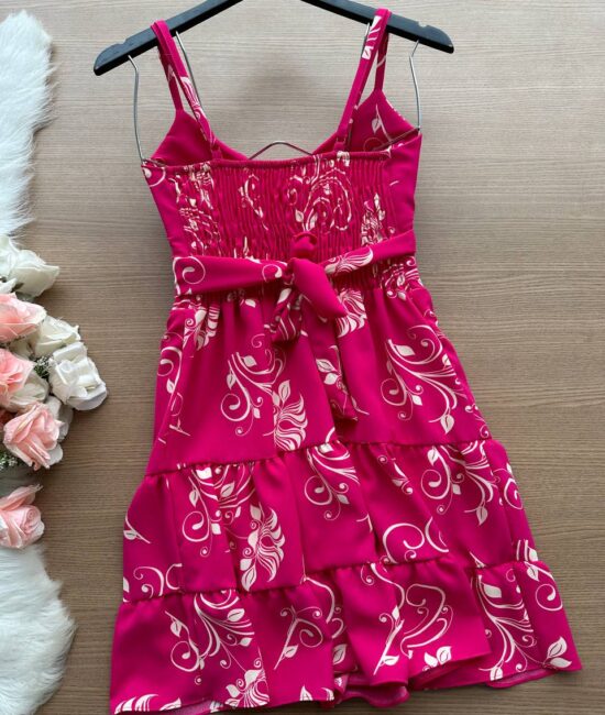 Vestido Curto Ayla c/ Detalhe Aberto no Decote Estampado – Nude - Sempre Linda Loja