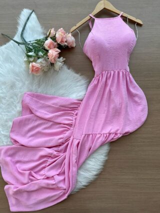 Vestido Longo Barbara – Rosa Claro - Sempre Linda Loja