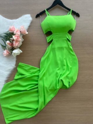 Vestido Longo Flavia Viscolinho - Verde Lima - Sempre Linda Loja